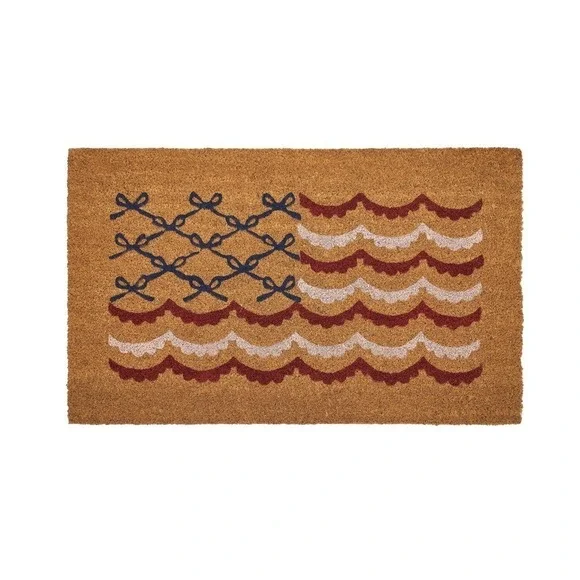 My Texas House Bow‎ Flag Coir Outdoor Doormat, Red/White/Blue 30x18