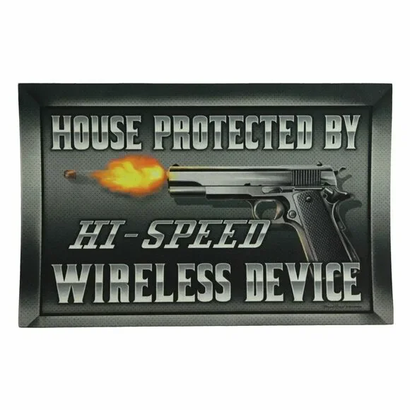 Warning Sign HOUSE PROTECTED BY HI-SPEED Rubber Mat Indoor Outdoor 17 x 26 NEW