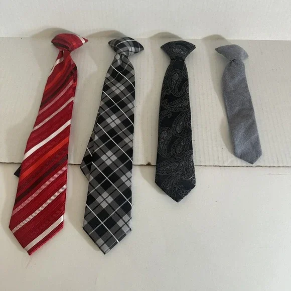 Infant/Toddler/Boy Clip On Ties Lot Of 4 Boys Polyester Assorted Sizes and Color