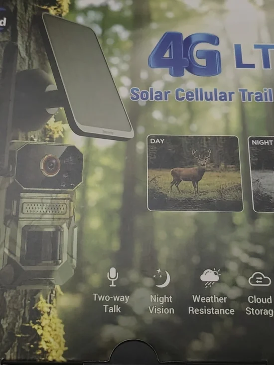 Solar Cellular Trail Camera with Solar Panel - Black