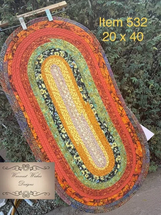 Handmade Oval Jelly roll rug Autumn & Earth Tones Decor, 20
