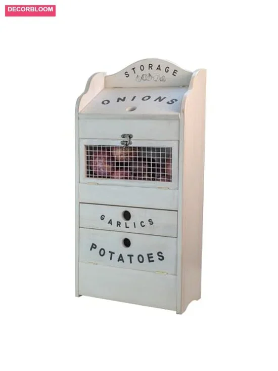 Pine Wood Veggie Bin Potato Onion Garlic Keeper Kitchen Storage Organizer