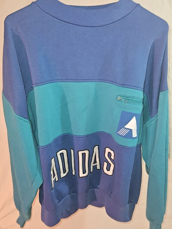 adidas Blue & Teal Colorblock Crewneck Sweatshirt
