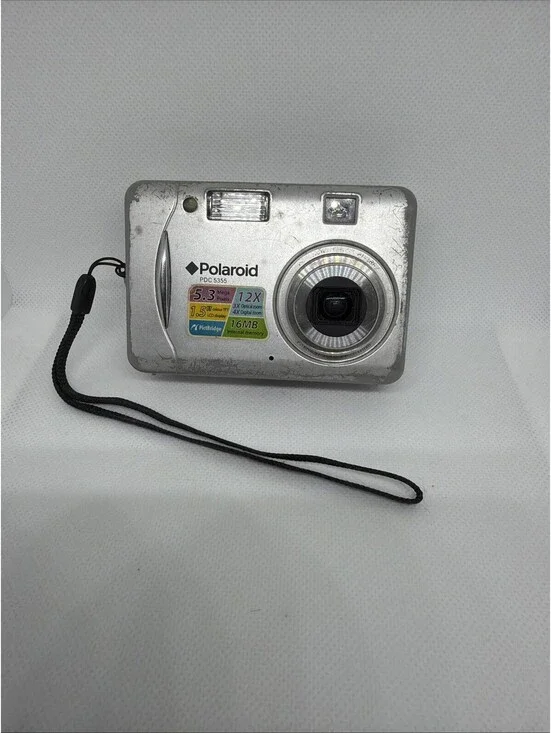 Polaroid PDC 5355 5.3MP Compact Digital Camera SILVER, 3365 Y2K - TESTED WORKING