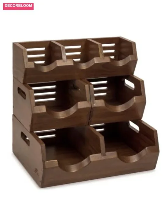 3-Tier Stackable Wood Storage Bin Ventilated Potato Onion Organizer