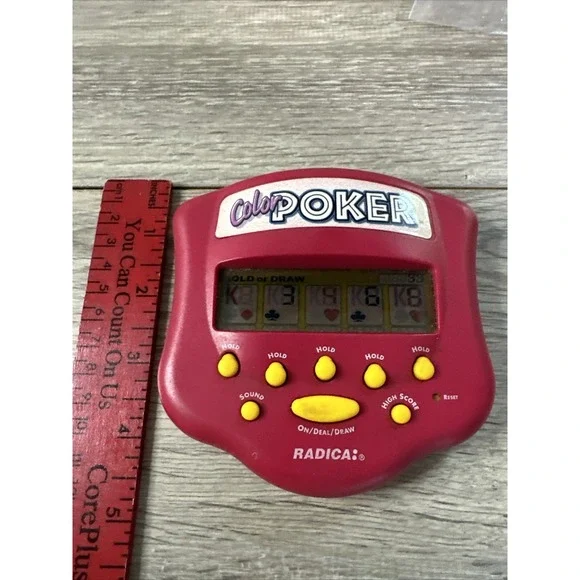 Vintage 1999 Radica Color Poker Handheld‎ Electronic Game Pink Retro Toy 1109