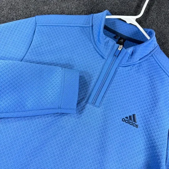 Adidas Pullover Mens S‎ Small Blue Primegreen Waffle Knit 1/4 Zip Golf GU5089
