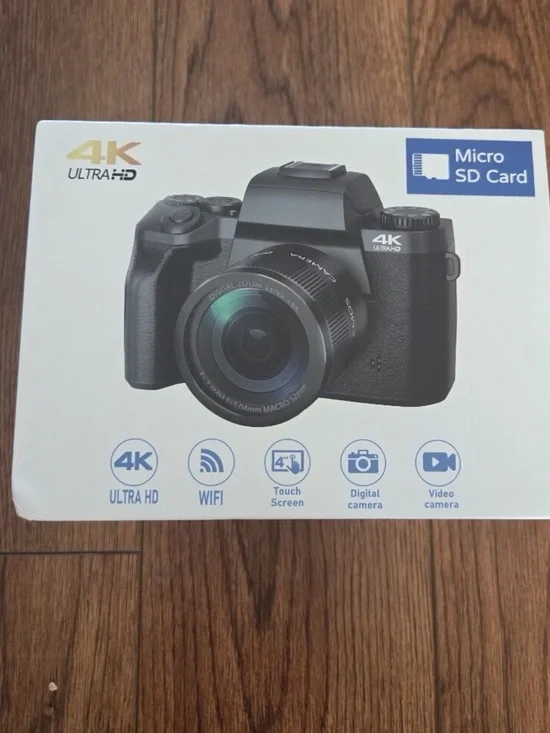 4K Ultra HD Black Digital Camera with WiFi and Touch Screen