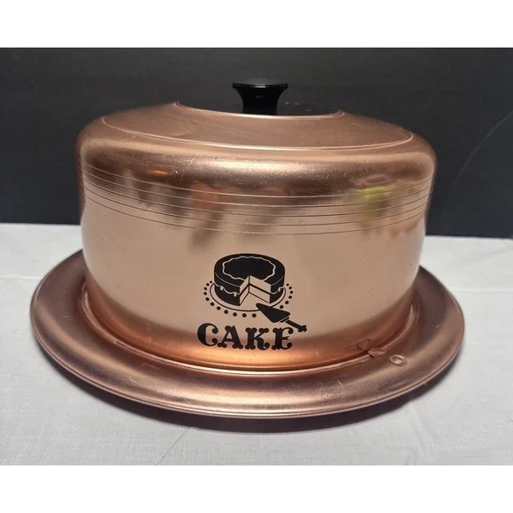 Vintage West Bend Copper Cake Carrier Aluminum Locking Cover 1950s Retro 14.5
