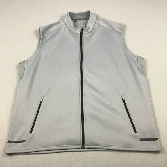 Adidas Vest Men 2XL Gray Climaheat Golf Full Zip Sleeveless Jacket Performance