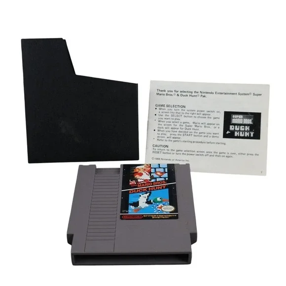 Super Mario Bros Duck Hunt Nintendo NES Game Cartridge Manual Sleeve NES-MH-USA