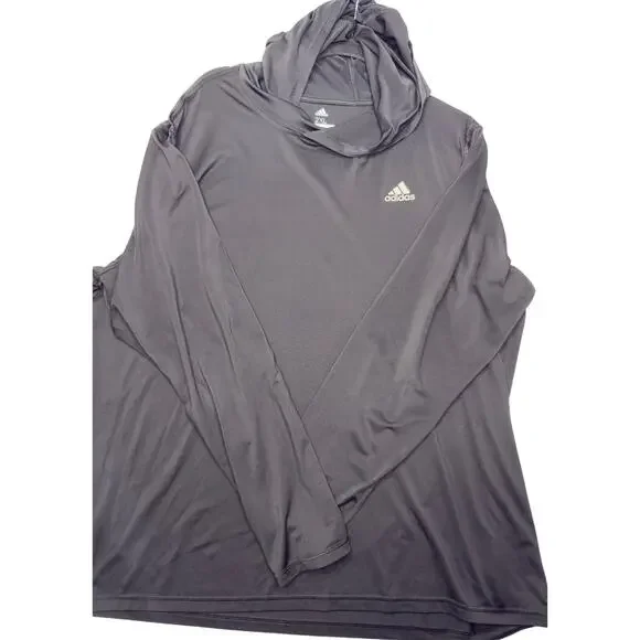 Adidas Mens 2XL Black Lightweight Performance Pullover Hoodie Athletic