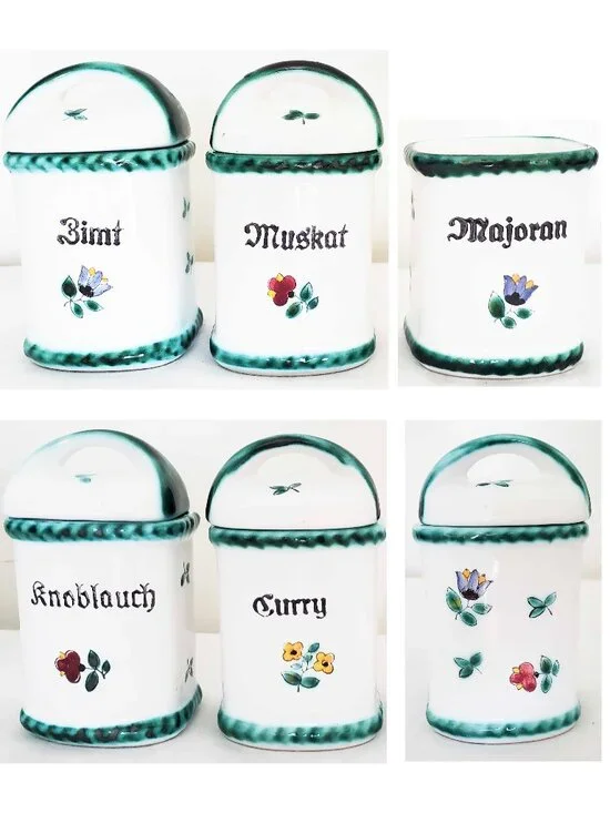 Gmundner Vintage Keramik Pottery Austria Set of Spice Jars Set of 5