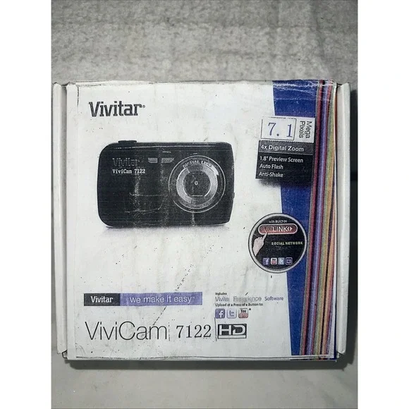 Vivitar‎ ViviCam 7122 Digital Camera 7.1MP Purple Open Box Compact Point Shoot