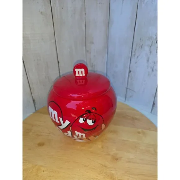 Vintage M&M'S Red Ceramic My Candy Jar with Red 3D Character