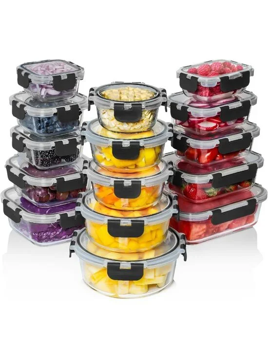 30 PC Glass Meal Prep Containers with Lids - Airtight, Leakproof, Oven