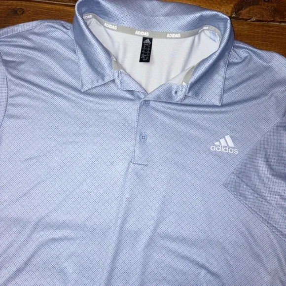 Adidas Golf Polo Shirt Mens XL Blue Micro Dot Short Sleeve Performance Top