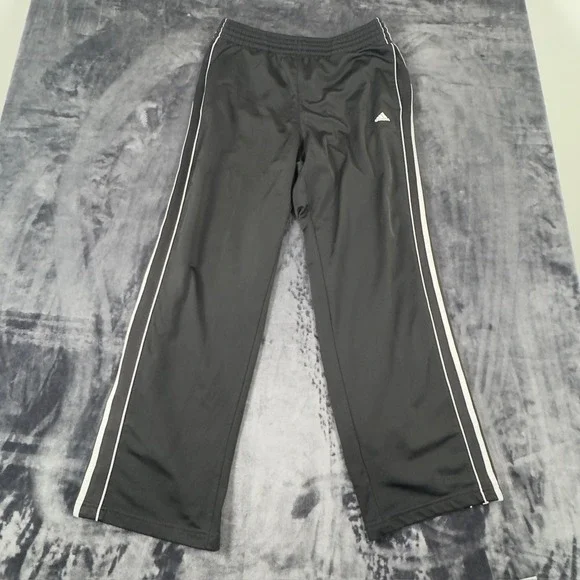 Adidas Track Pants Mens Medium‎ Black White Stripe Athletic Activewear 2505