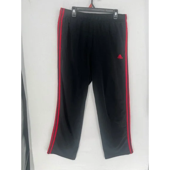 Adidas Primegreen Track Pants Mens XL Black Red 3 Stripe Athletic Sweatpants