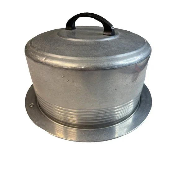 Vintage Regal Ware Aluminum Cake Carrier Saver Locking Cover Dome Platter 14