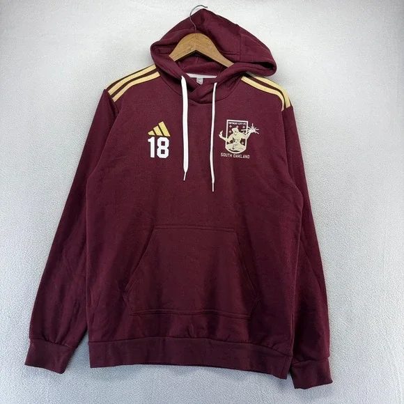 Detroit City FC Hoodie Men's Medium Red Maroon Soccer Training Sweatshirt DCFC