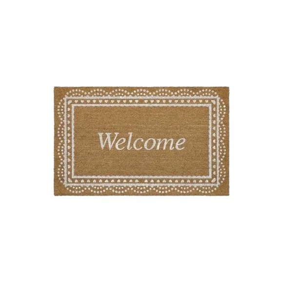 My Texas House Multi Welcome Heart Lace Outdoor Coir‎ Doormat, 18x30