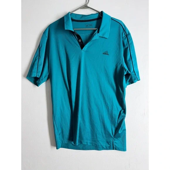 Adidas Golf Polo Shirt Mens Large Teal Blue Short Sleeve Performance Activewear