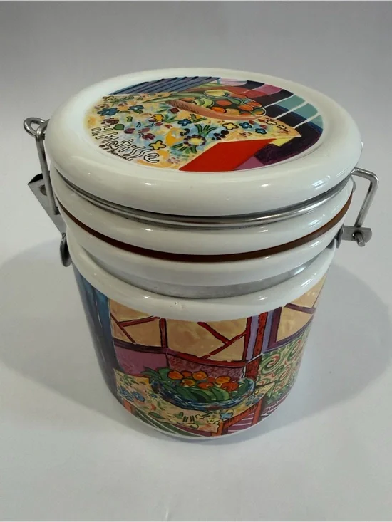 Multicolor Vintage Ceramic Airtight Food Storage Jar with Clamp Lid