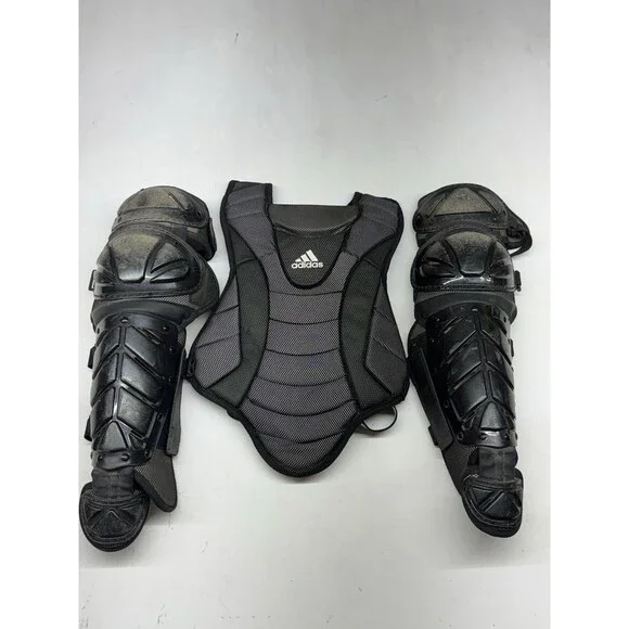 Adidas Youth Black Baseball/Softball Catcher's Chest Protector + Shin Guards