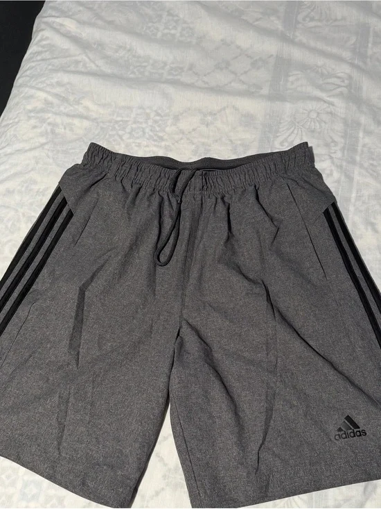adidas Gray mens essentials Athletic Shorts with Black Side Stripes size L