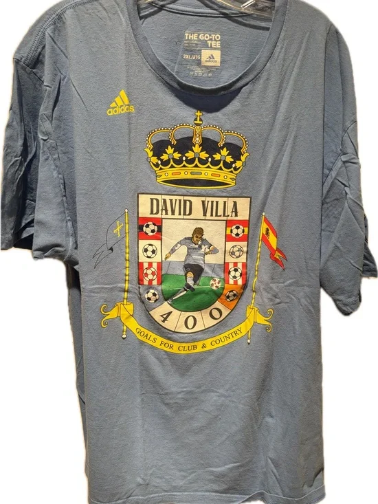 adidas Blue David Villa Crest Graphic Short Sleeve Shirt - NYCFC