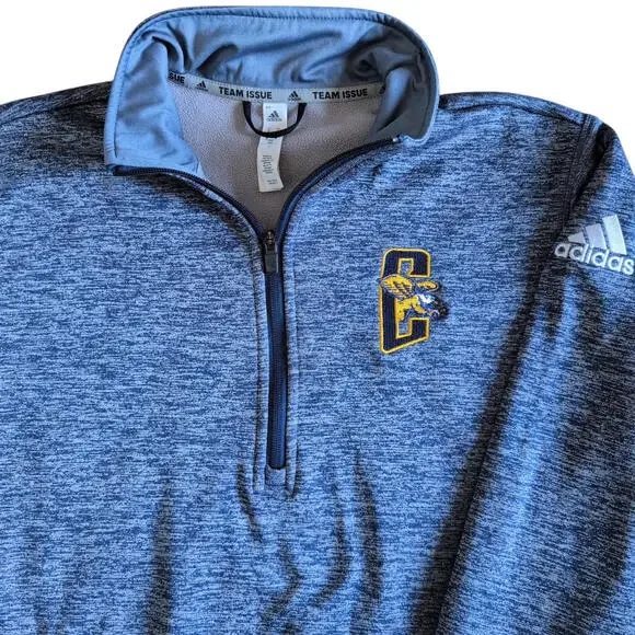 Adidas Pullover Mens Medium Blue ClimaWarm‎ Team Issue Quarter Zip Sweatshirt