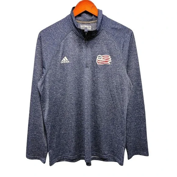 Adidas Climalite Ultimate Pullover Mens L Blue Quarter Zip Athletic Sporty