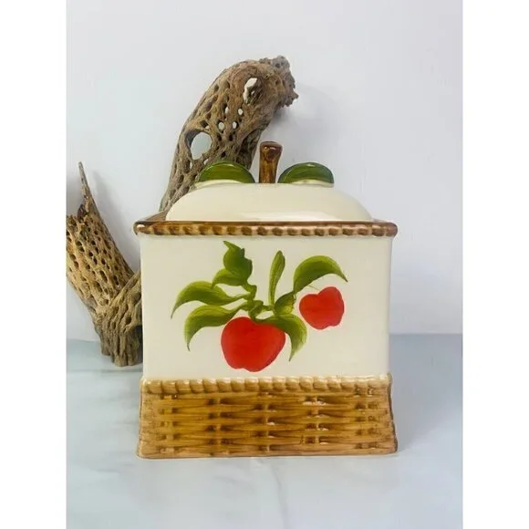 ALCO Apple Cookie Jar Basket Weave Canister