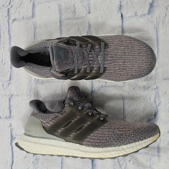 Adidas UltraBoost 3.0 Mens 10 Grey Pink Running Shoes S82022 Primeknit Sneaker