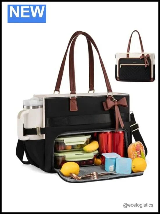 Insulated Tote Bag for Women with Laptop Compartment, Lunch Bag, 15.6