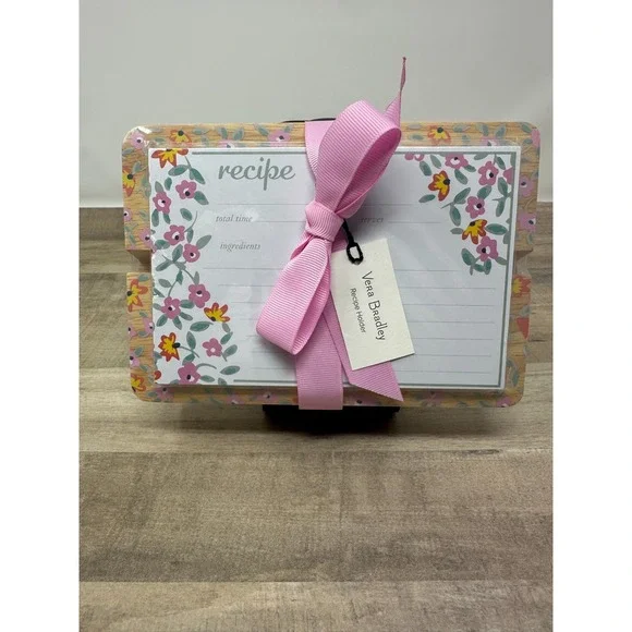 Vera Bradley Sweet Garden‎ Ditsy Recipe Cards & Wooden Block Holder -Gift -NEW