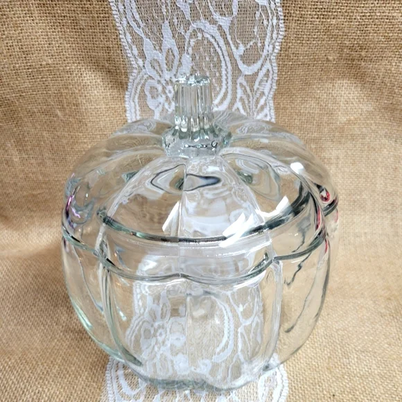 Glass pumpkin candy bowl