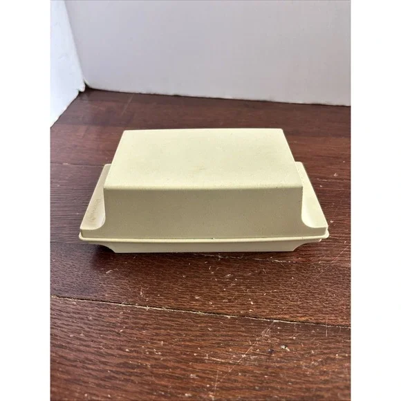 Vintage Tupperware Almond Double Stick Butter or Cream Cheese Keeper Dish w/ Lid