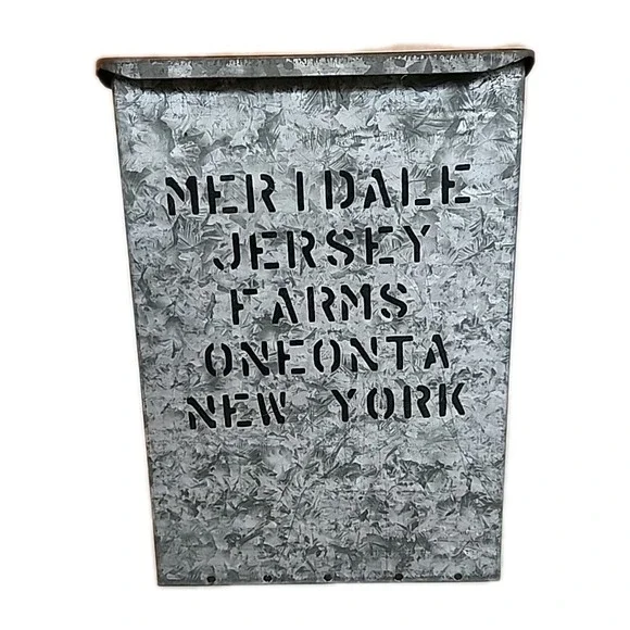VTG‎ Milk Box Galvanized Metal Front Porch Primitive Decor Oneonta NY