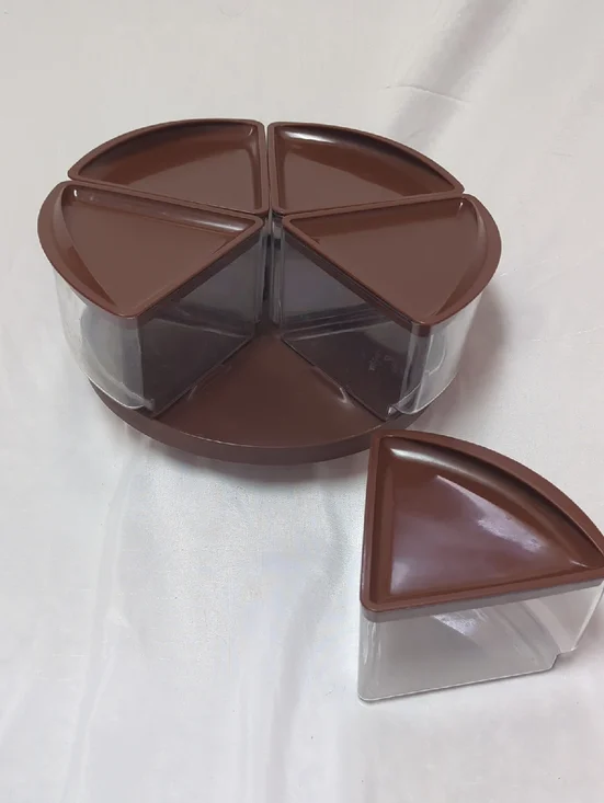 Vintage‎ Rubbermaid Party Plan 5 Canister Lazy Susan Serving Set Brown CRACK