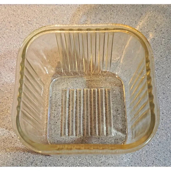 Vintage Federal Glass Company Clear Square Glass Food Container No Lid 4x4.5x3
