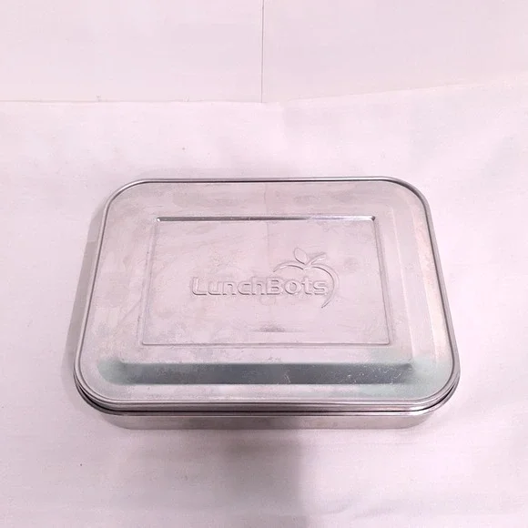 LunchBots Bento Box Silver Stainless Steel 3 Compartment Food Container School