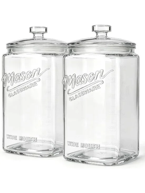 Airtight Glass Cookie Jars with Lids - 1.5 Gallon, Set of 2 for Kitchen Storage