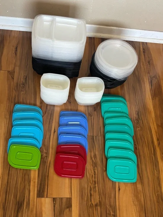 Assorted Plastic Food Storage Meal Prep Container with Lids - Multi-Color