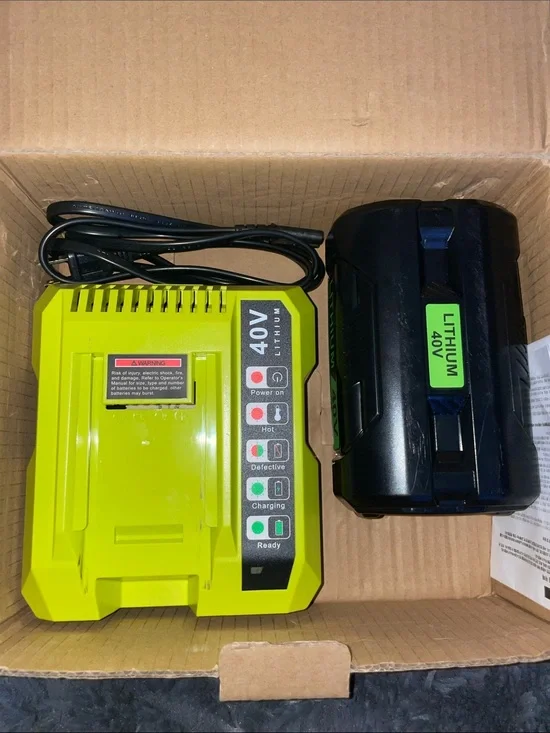 40V Lithium Battery and Charger Kit - Ryobi Replacement
