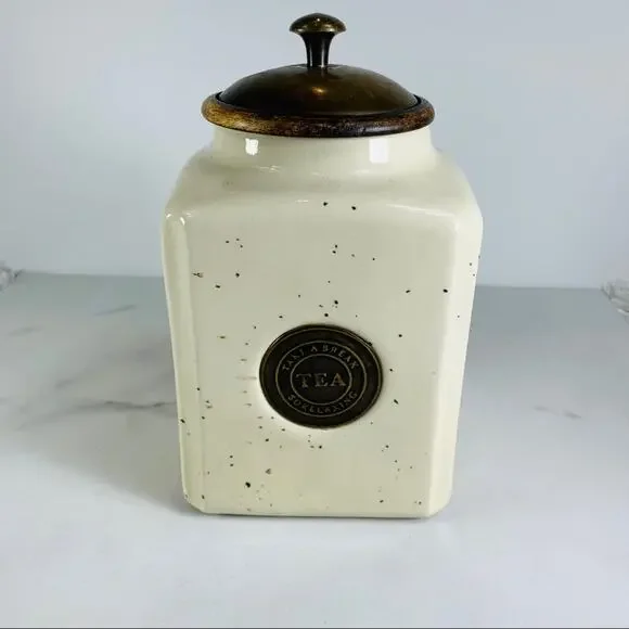 Ceramic Tea Storage Canister Speckled Farmhouse Classic