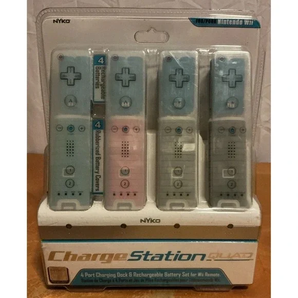 Wii Nyko Controller Charge Station Quad 87060-A50 White Dock 4 Controllers, NISP