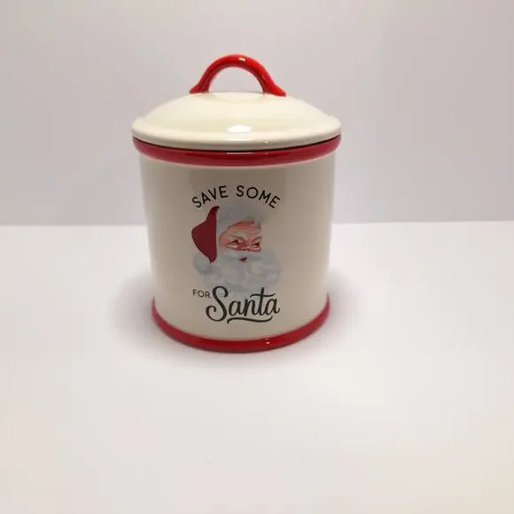 Hallmark Save Some For Santa Ceramic Cookie Jar Retro Christmas Treat Canister
