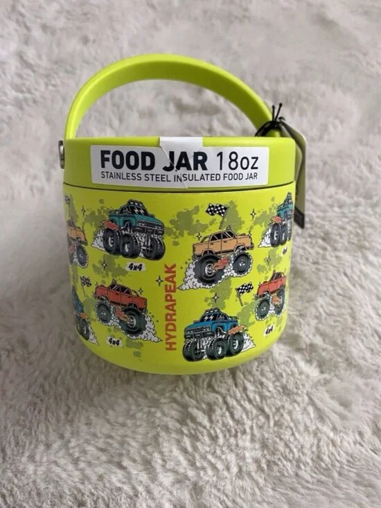 HYDRAPEAK‎ 18 Oz Neon Green Monster Truck Food Jar Insulated Stainless Steel NEW